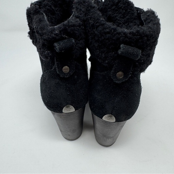 UGG ANALISE BLACK SUEDE SHEEPSKIN ANKLE BOOTS WOMEN 6.5 - Picture 11 of 15